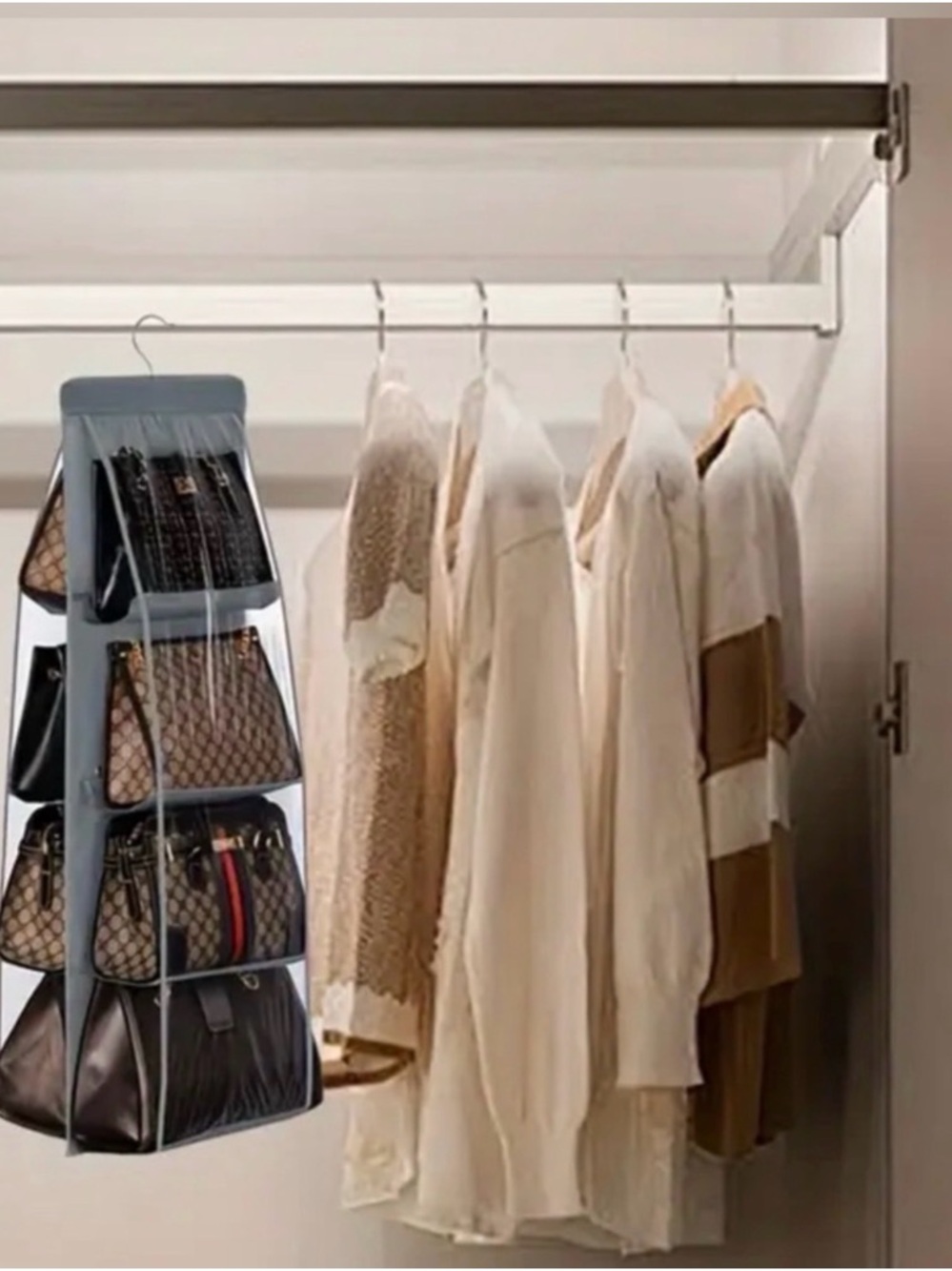 Hanging Purse Organizer Storage - Gray